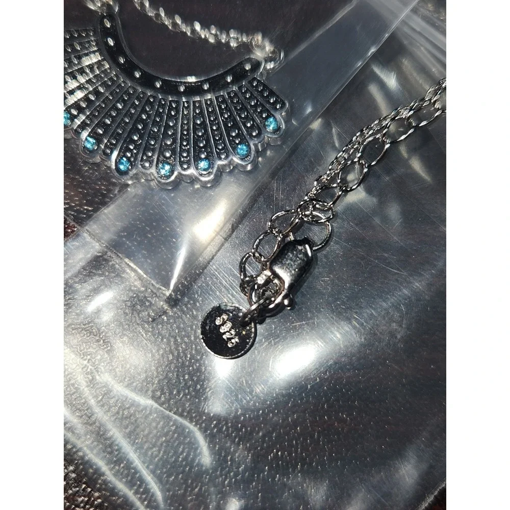 Aoboco~925 Silver‎ Ruth Bader Ginsburg Pendant Necklace Dissent Collar